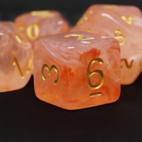 Sharp Edge Orange Smoke Multi Sided Resin Dice For Children Practice Mental