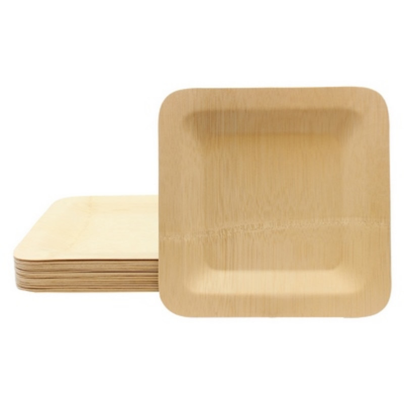5 Inch 150 Mm Natural Material Bamboo Plate Square Shape For Wedding Activity