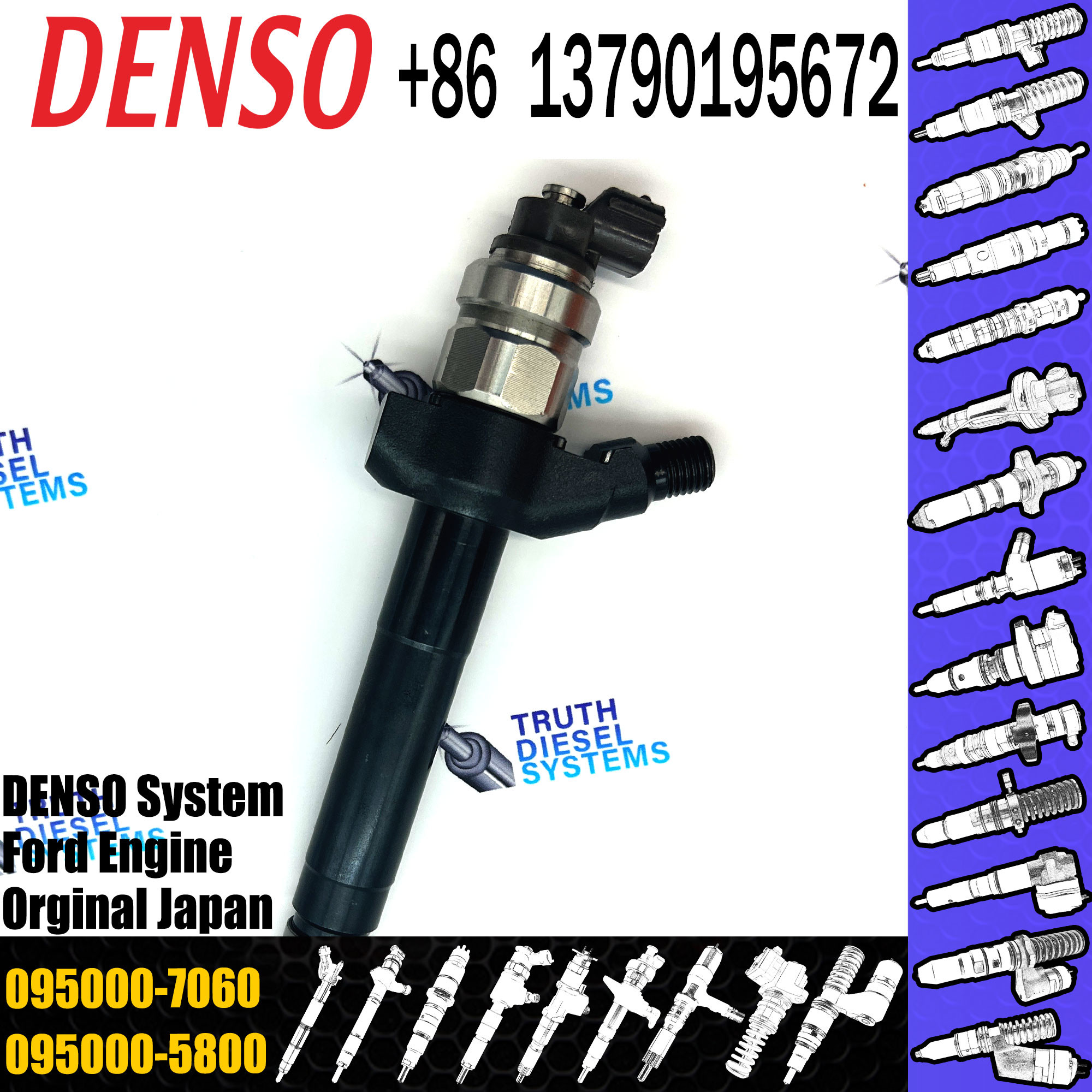 Diesel Fuel Common Rail Injector 095000-7060 095000-706# Fuel Injection Nozzle 6C1Q-9K546-BC For Ford Transit