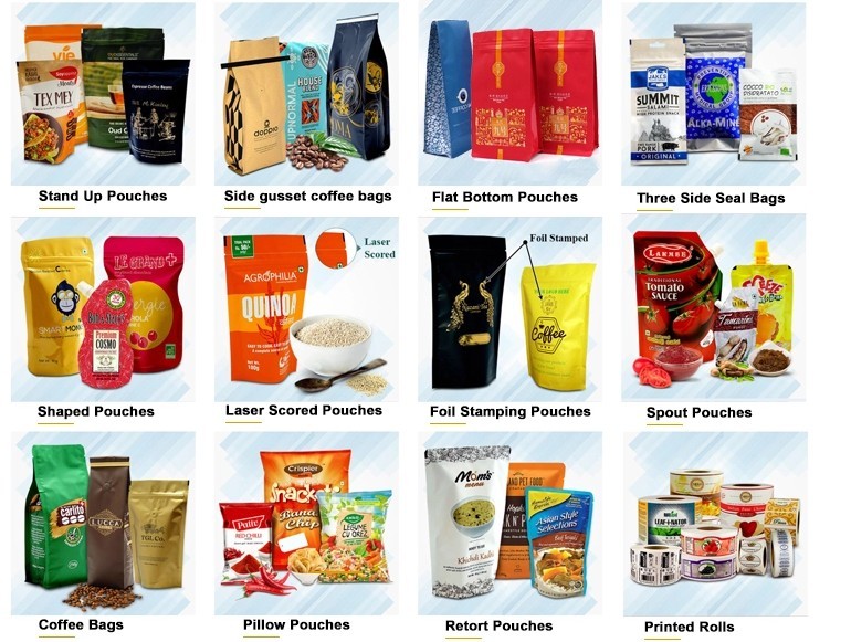 Custom large aluminum foil k pouch packaging mylar foil bags with die-cut handle