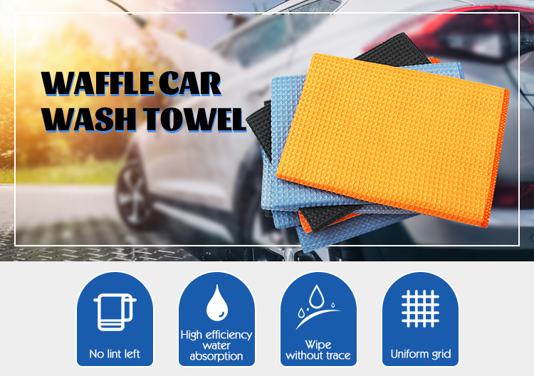 Polyester Microfiber Car Care Product 380 GSM Waffle Weave Drying Towels for Detailing