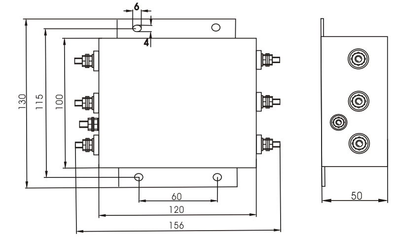 Three Phase Three Line Filter EMI Filter DAC4 30A 60A emi power filter 100amp 380V