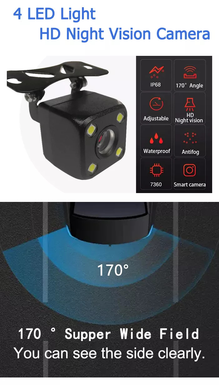 Waterproof 360 Bird View Camera Universal 4 LED HD Night View