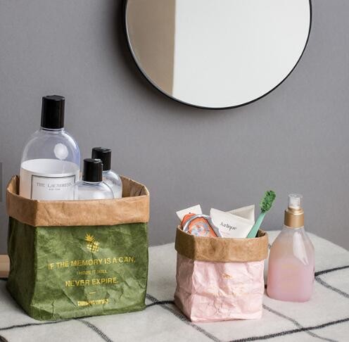 Custom Tyvek Paper Zipper Cosmetic Makeup Bag With Leather Handle,untearable tyvek zipper cosmetic bag,Environmentally f
