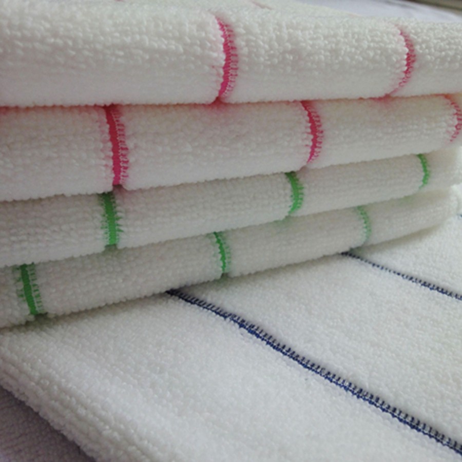 White 100% polyester tea towel weft grid towel