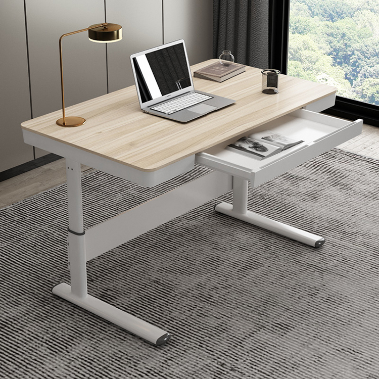 Multifunctional Lift Top Coffee Table with Storage and White Buff Wooden Grain Finish
