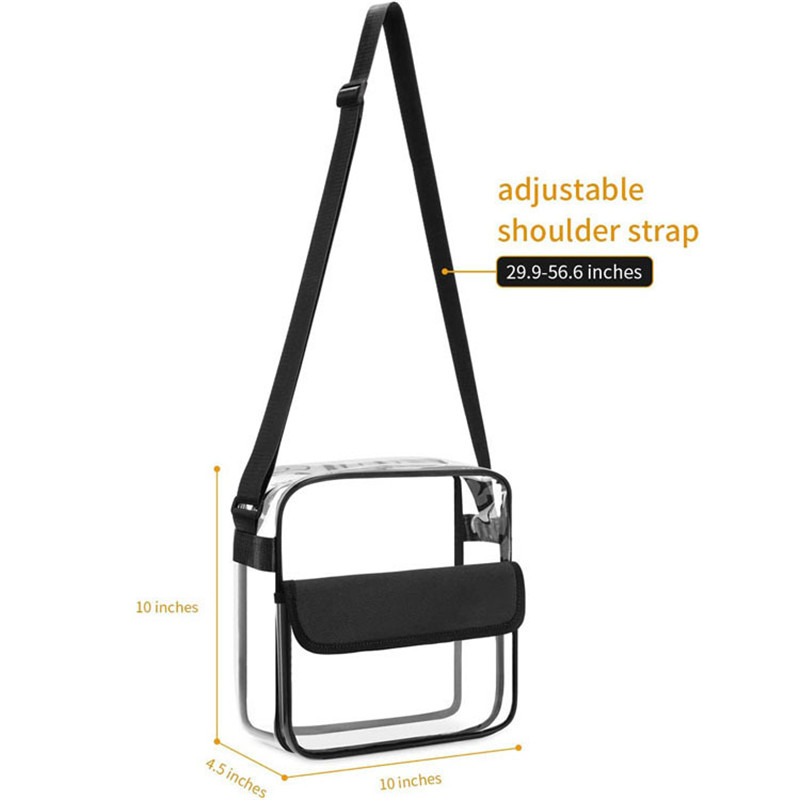 Customized Logo Clear Crossbody Purse Bag Letter Patches Available Stadium Approved Gym Clear Shoulder Tote Bag