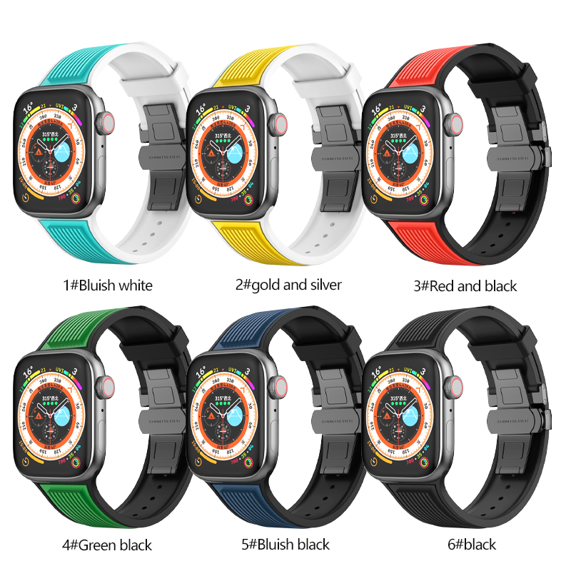 10 Color Options Butterfly Buckle Watch Straps for i Watch Series Ultra 8 7 6 5 4 Se