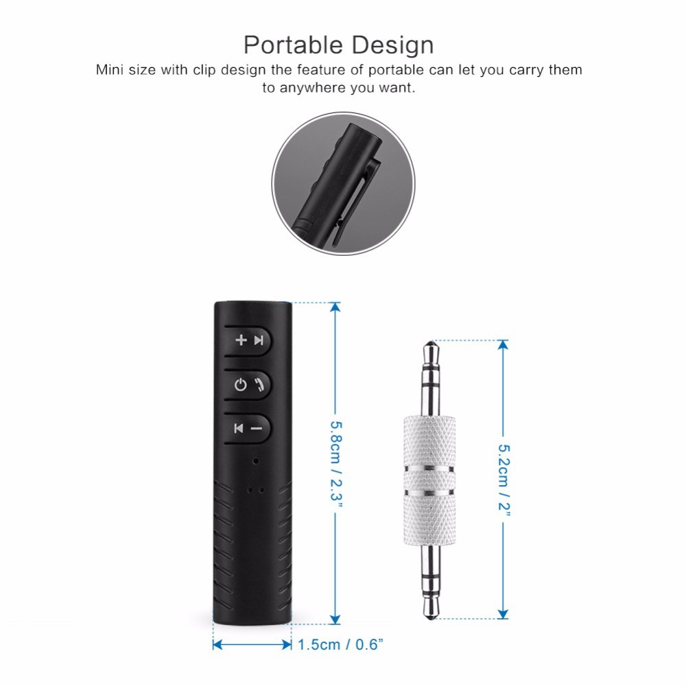 Newest car bluetooth receiver 3.5 mm DC handsfree calling aux car kit speaker OEM order welcomed for iPhoneX 7plus