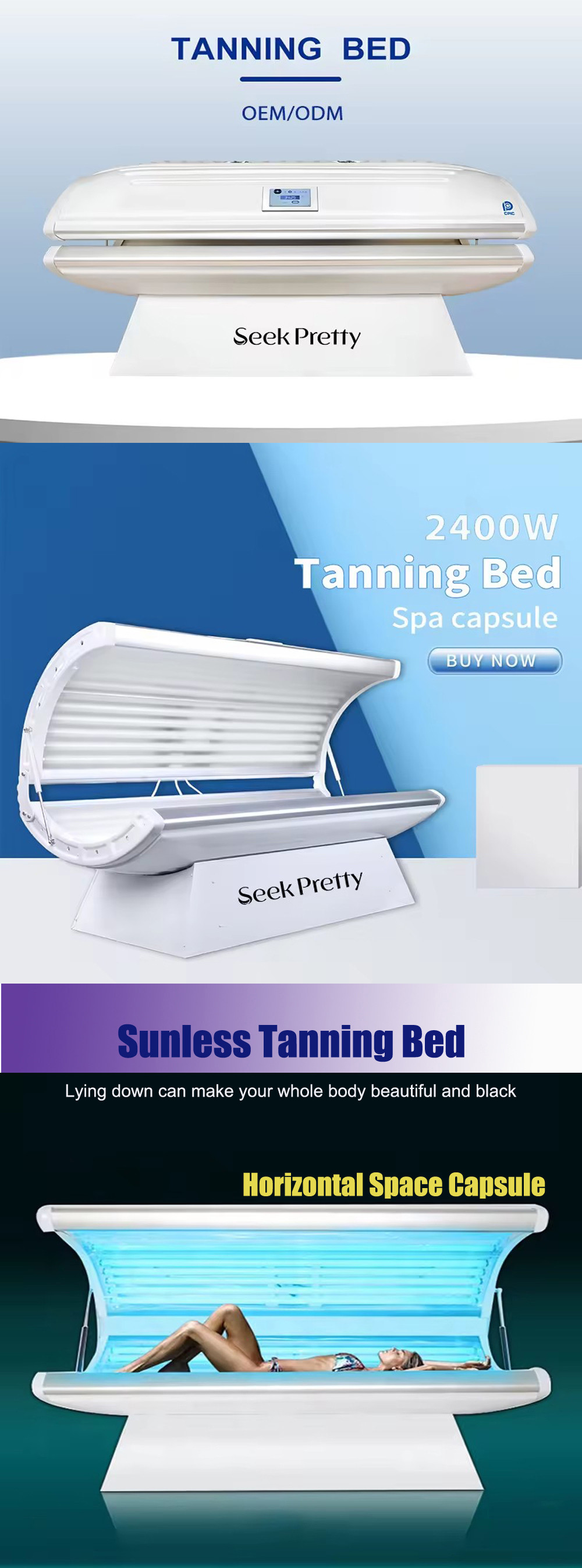 2025 New Hot Sell Horizontal Solarium Sunbed Tanning Machine Beauty Salon Light Therapy Device for Whole Body Tan Beauty Skin Care Combines UVA and