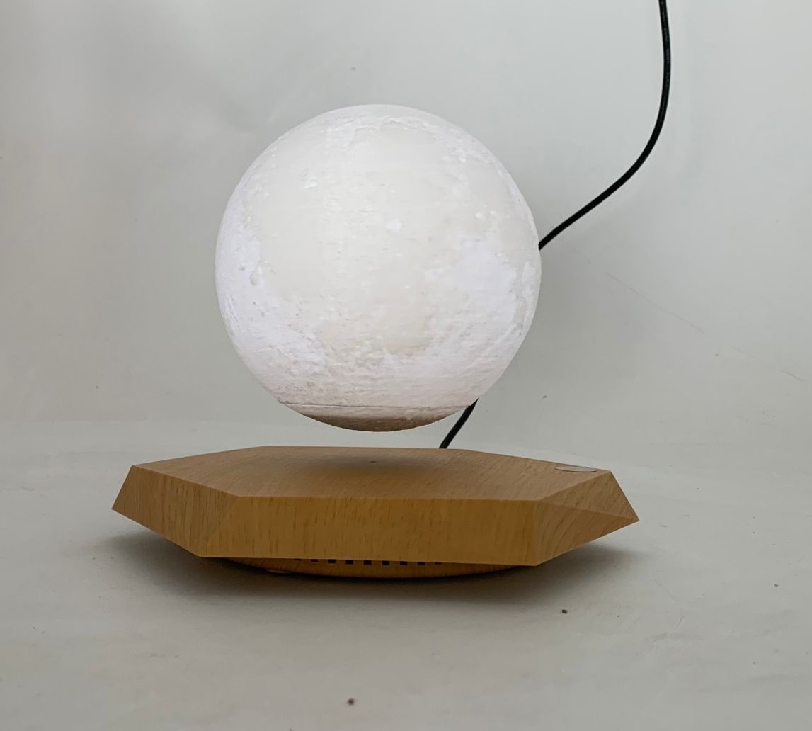new magnetic levitation rotating yellow and white moon lamp light 5inch christmas gift