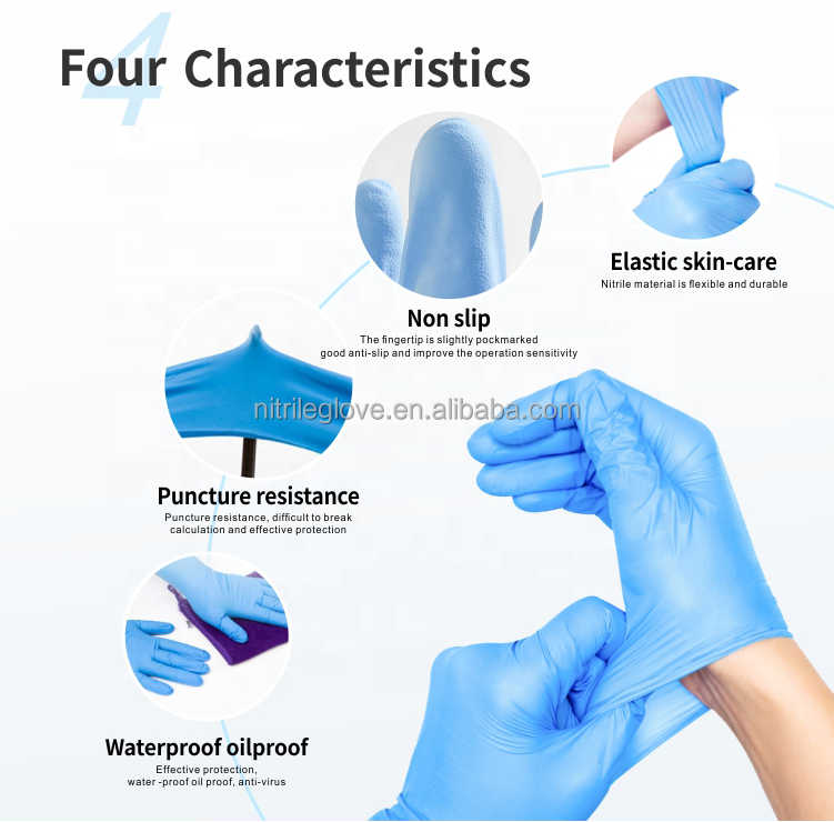 Power Free Medical Nitrile Examination Gloves EN455 EN374 ASTM-D6319