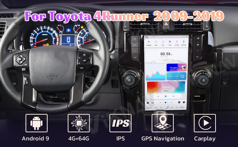 Viknav Car Radio For Toyota 4 Runner (2009-2019) 13.6 inch Android 13 GPS Navigation Auto Multimedia Player 2 Din Stereo