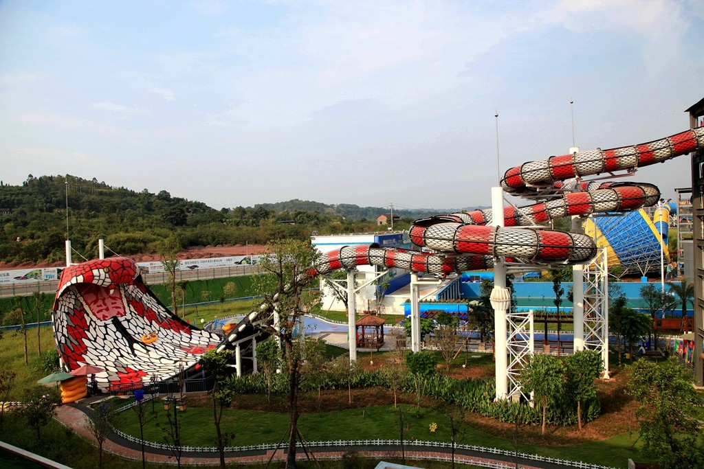 Amusement Park Fiberglass Adult Water Slide With Galvanized Carbon Steel Frame