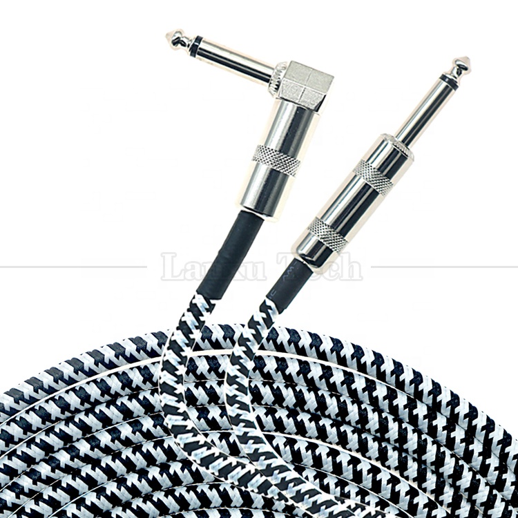 3M Right Angle Braided Metal 6.35mm 1/4 TS Jack Audio Electric Guitar Effect Instrument Bass Amp Patch Lead Cable