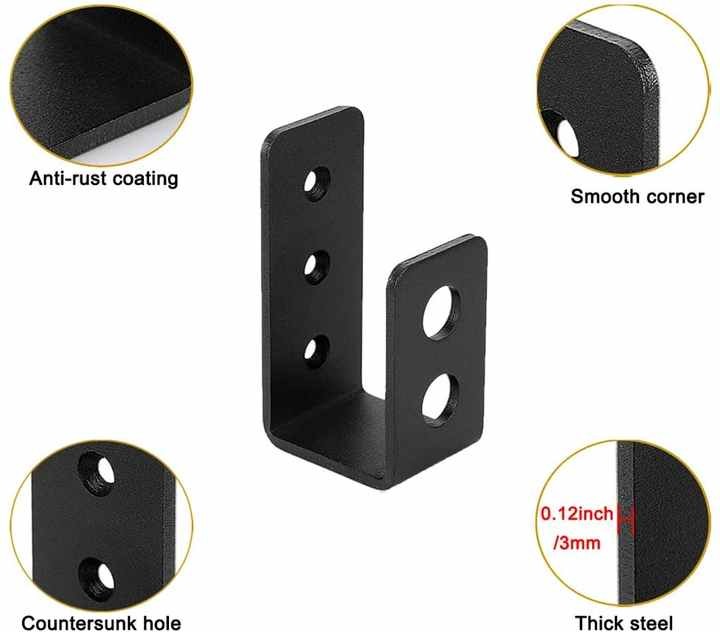 OEM Custom Black Powder Coated Stamping Metal U Shape Door Barricade Brackets