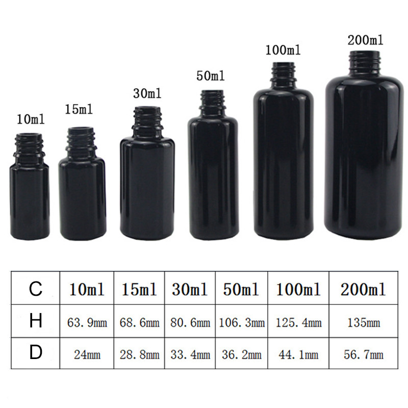 10ml 30ml Cosmetic Black Glass Dropper Bottle With Screw Cap