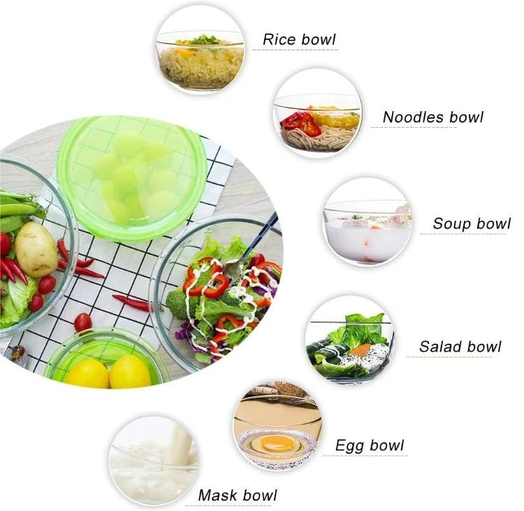 500ml Transparent Glass Fruit Salad Bowls Dinnerware Mixing Bowl Set
