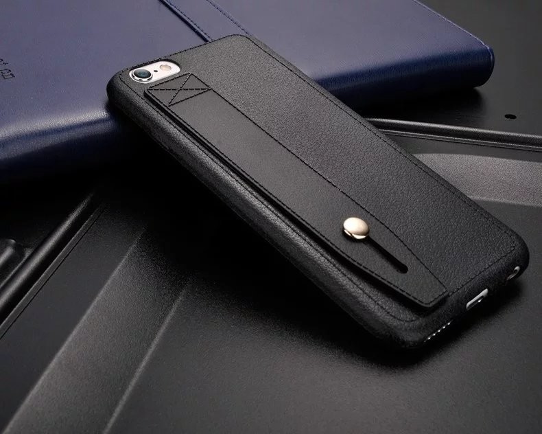 Leather pattern TPU pure color shockproof ultra thin brown soft case with stand for IphoneX 8 7plus 6s