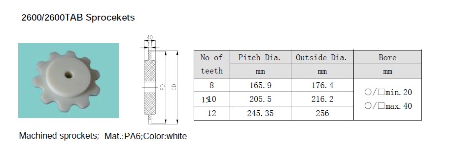 2600 2600TAB SPROCKETS