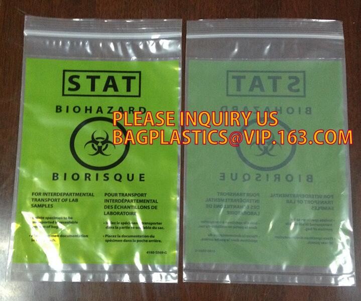 Medical Grade Laboratory Specimen Bag, Biohazard Zip-lock Bag Medical Specimen Bag, Reclosable Bags with Biohazard Symbo