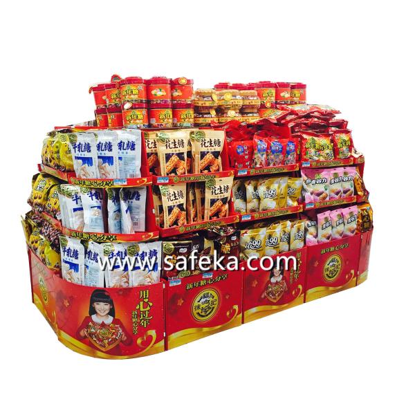 Walmart Corrugated Retail Floor Displays,Supermarket Happy New Year Gift Sets