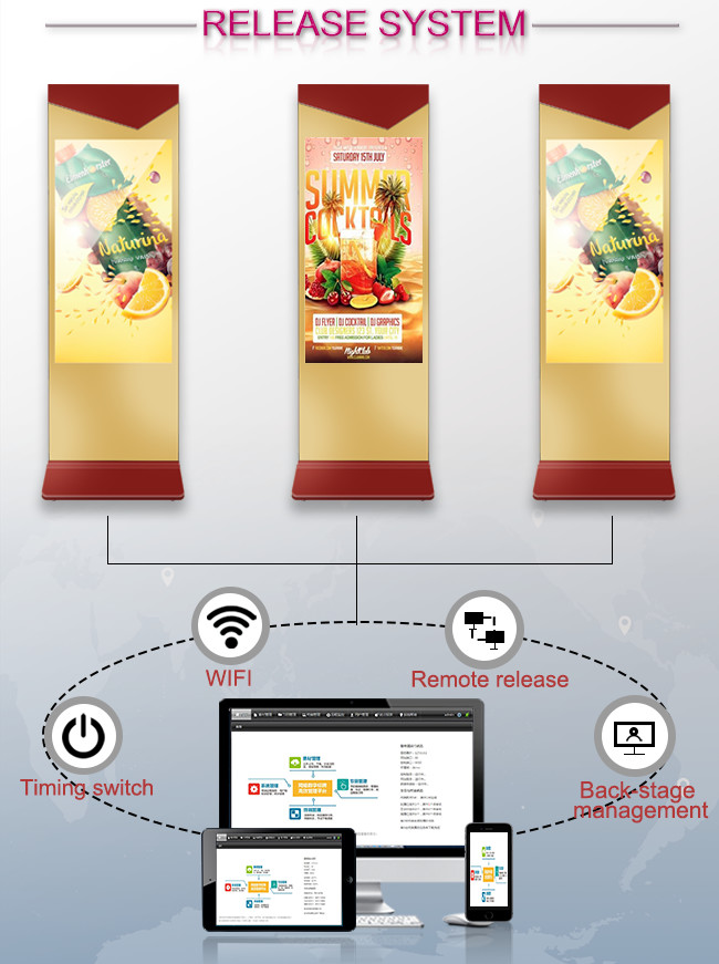 Intel Core I3 Touching TFT LCD Floor Standing Digital Signage Indoor
