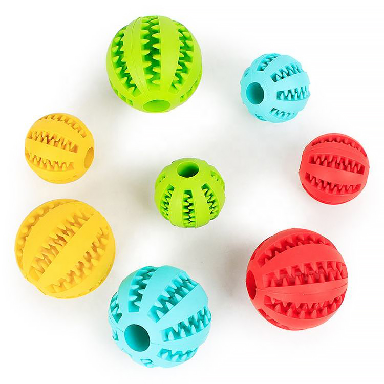 Dog Chew Toy BallsPet Food Feeder Chew Tooth Cleaning Ball Durable Soft Bite Resistant