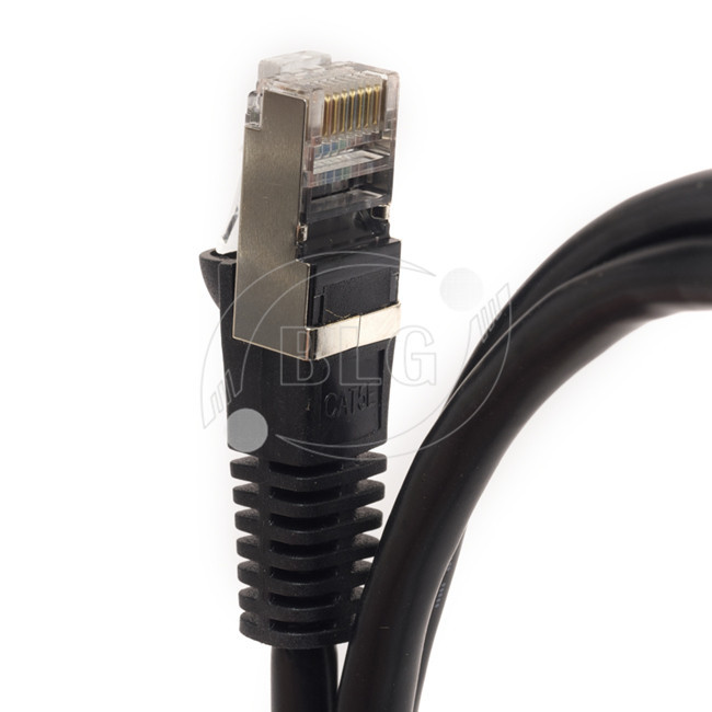 Customized Shielded Cat6 Patch Cable , Round STP Patch Cord RJ45 Male Plugs