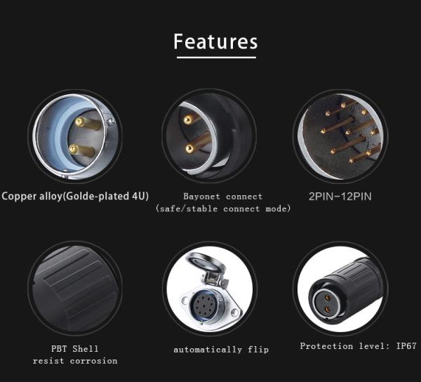 Outdoor Network 5pin Male Female ac Cable Connector Self Locking Socket