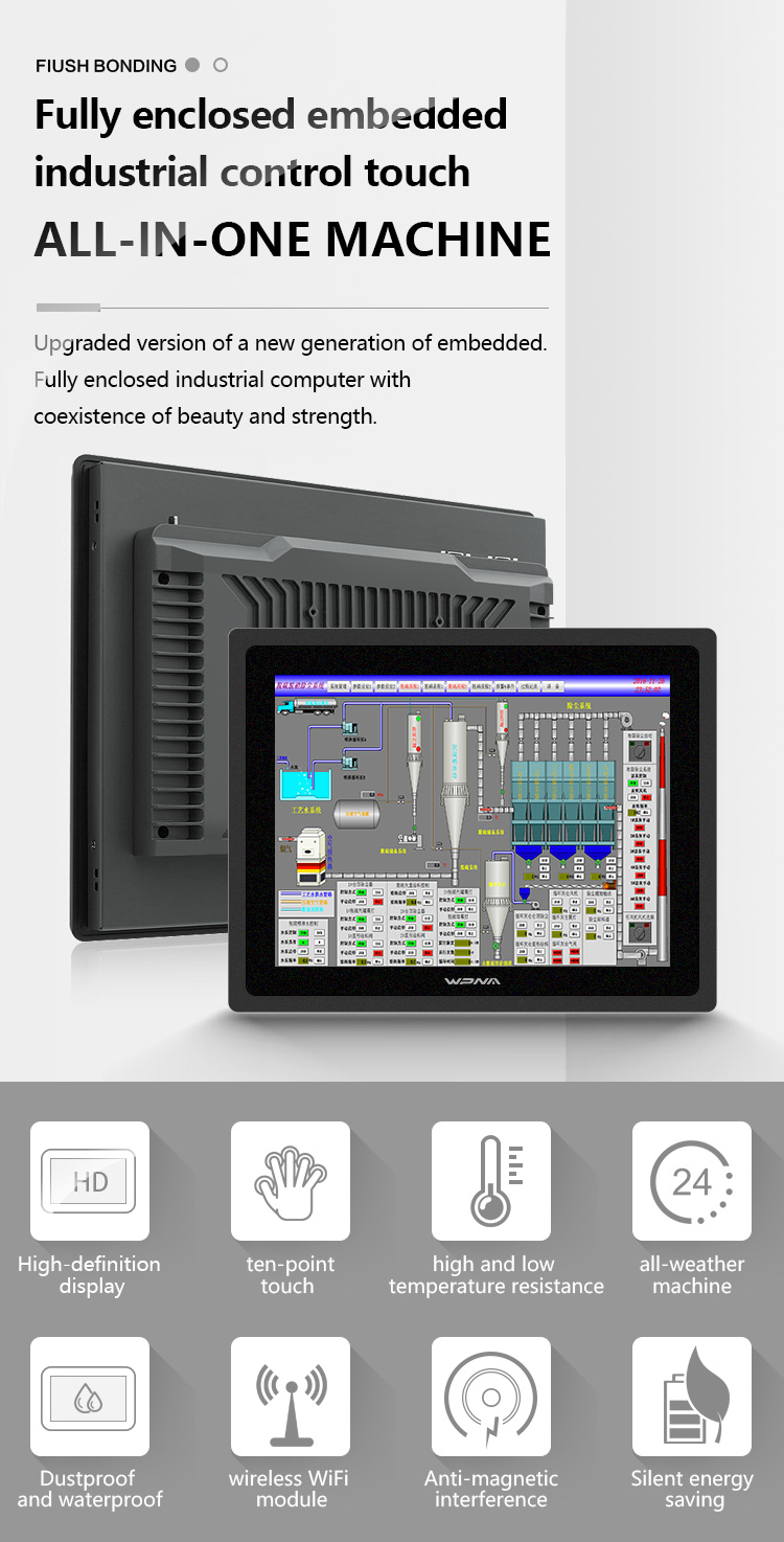 Ip65 Industrial Monitor Capacitive Touch Panel Pc With 32/64/128GB/256GB SSD