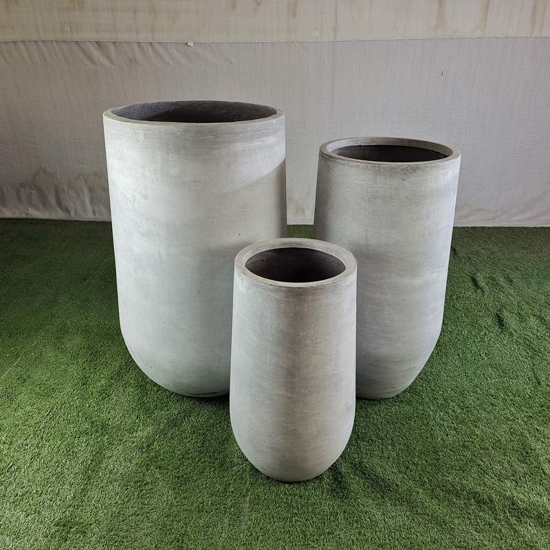 Frost Resistant Round Shape Fiber Clay Planter For Hotel