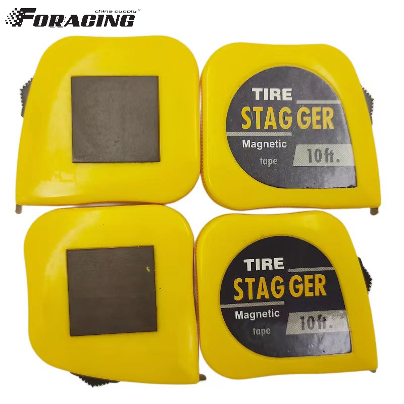 Custom Logo Yellow Magnetic Racing Tire Stagger Tape Measure with 10 Feet Length and 1/4" Blade Width