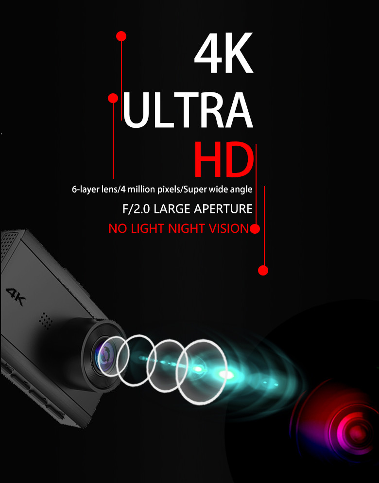 Icatch 4K Dash Camera Wide Angle Built In WiFi 360x640 Car GPS Video Recorder