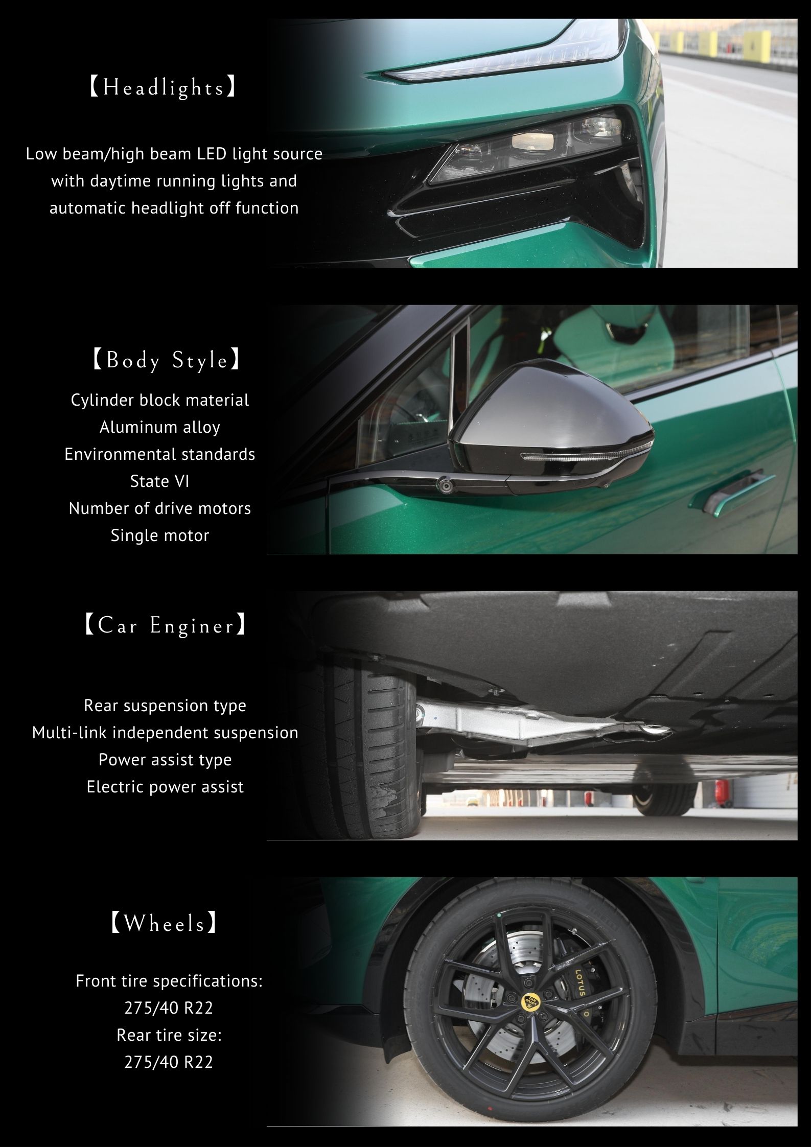 Energy Type Pure Electric Lotus NYO Eletre S R 4WD SUV EV Car with LED Headlight