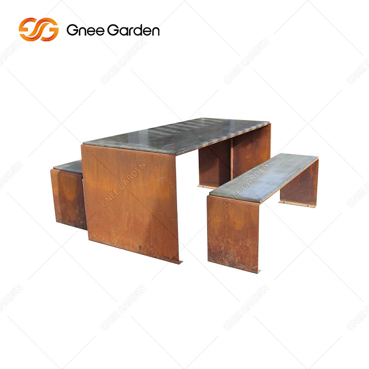 2022 Latest Design Corten Steel Street Furniture Park Bench Outdoor Metal Furniture