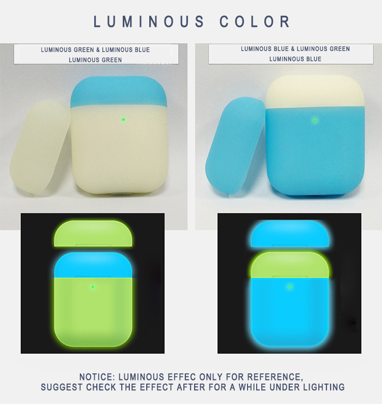 Compatible for AirPods Case 2 & 1 Shockproof Protective Silicone Cover Skin for AirPods Charging Case Luminous