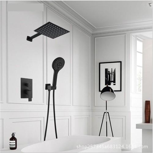 Black Painted Shower Wall Faucet Stainless Steel Material Great Deforming