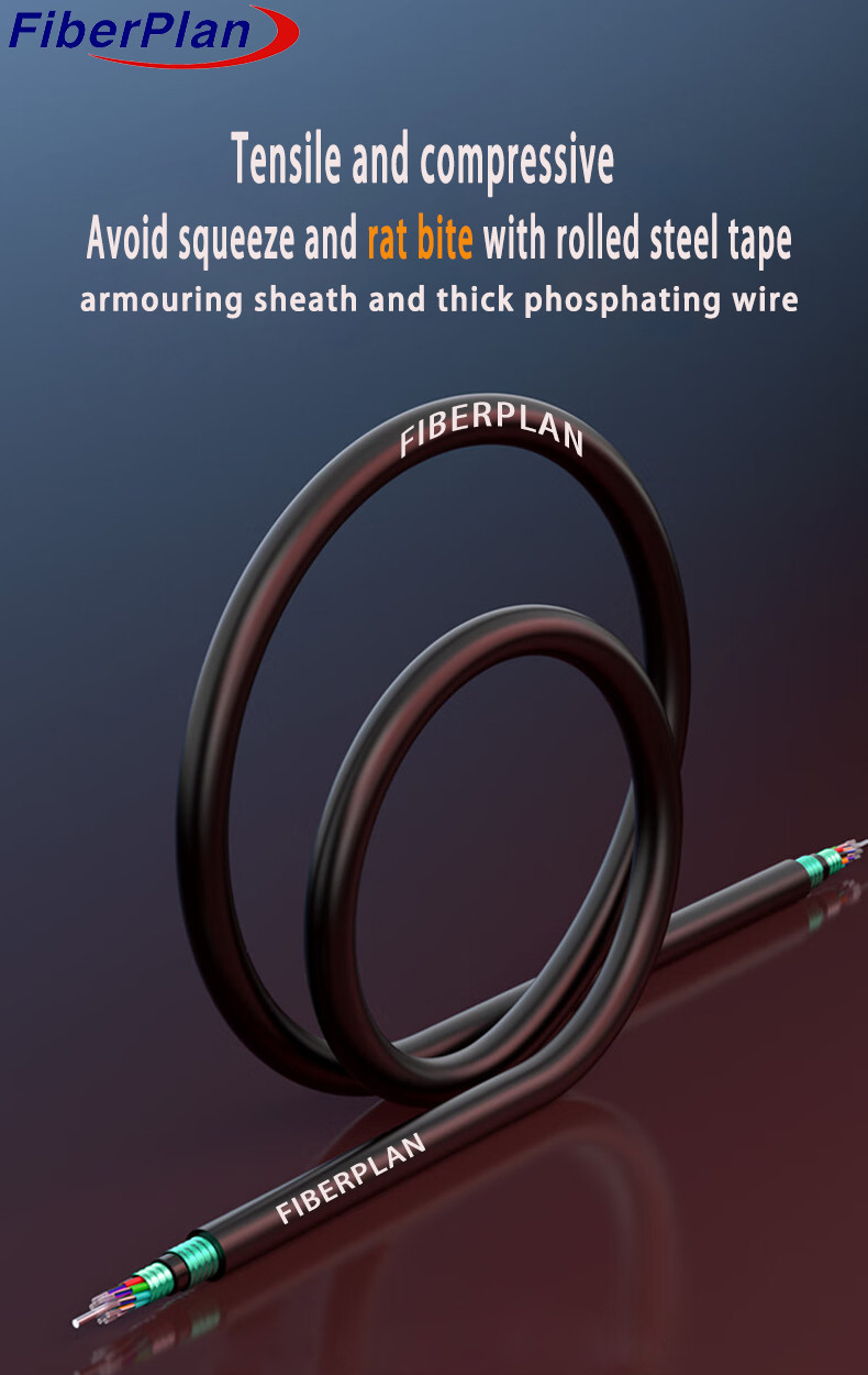 Underground Double Armored Direct Buried Fiber Optic Cable For Outdoor Use