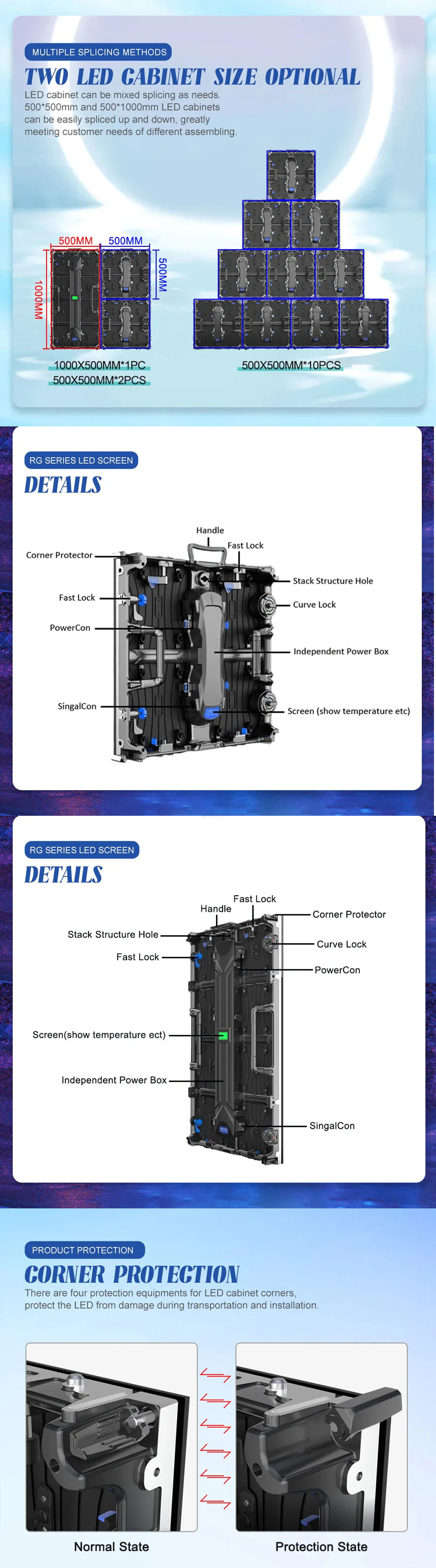 Outdoor P2.6 P3.91 P4.81 Hanging LED Video Wall 500x500 Cabinet