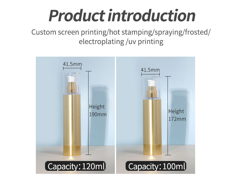 Empty Luxury Airless Pump Bottle 30ml 50ml Cream Vacuum Bottle Brushed Metal Replacement