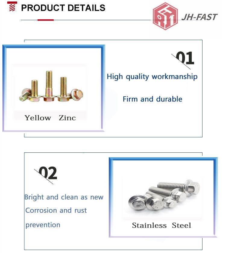 High Strength Grade 8 Bolts M6 M8 M10 M12x1.25 M16 Hex Flange Bolts with Half Thread