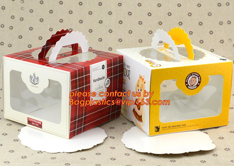 Wholesale custom Paper Cookies packing Cake Box with PVC window,Wholesale Plastic Square Birthday Wedding Packaging Clea
