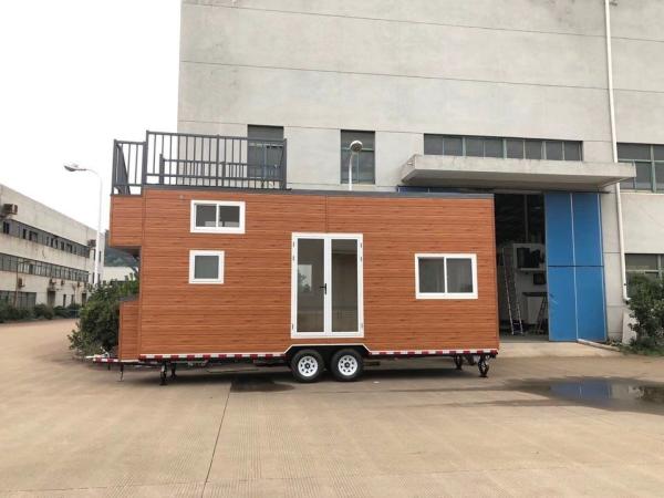 Light Steel Frame Prefab Tiny House On Wheels With Small Terrace For Sale And