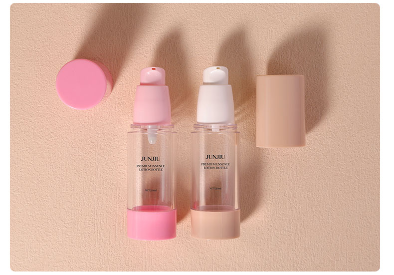 50ml Cosmetic Airless Pump Bottle Round Shape Dual Chamber Airless Bottle For Facial Cream Serum