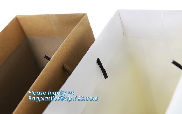 Flower carrier bag with different color customized pot plants kraft paper bag with handle,stamping logo fancy paper flow