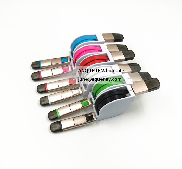 2 in 1 USB extension Cable Portable Retractable Charging Line for IPhone Android