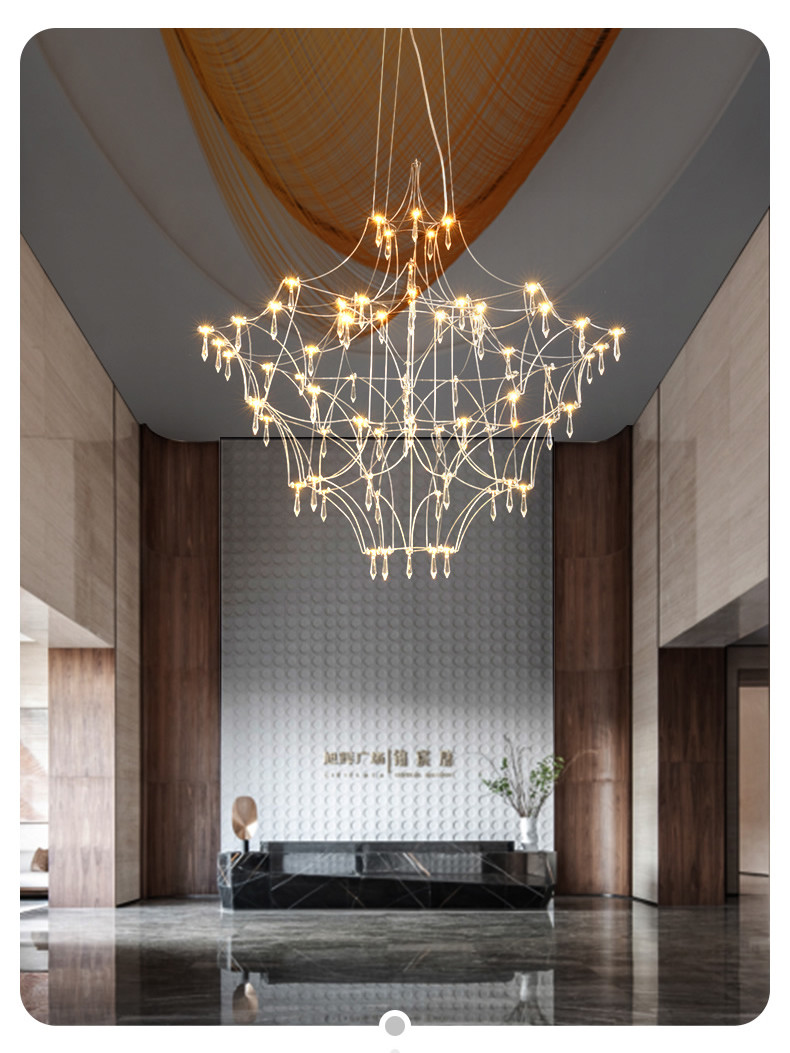Modern Crystal Ceiling Chandelier Lighting Stainless Steel Fireflies Pendant Lamp nickel pendant light(WH-AP-542)