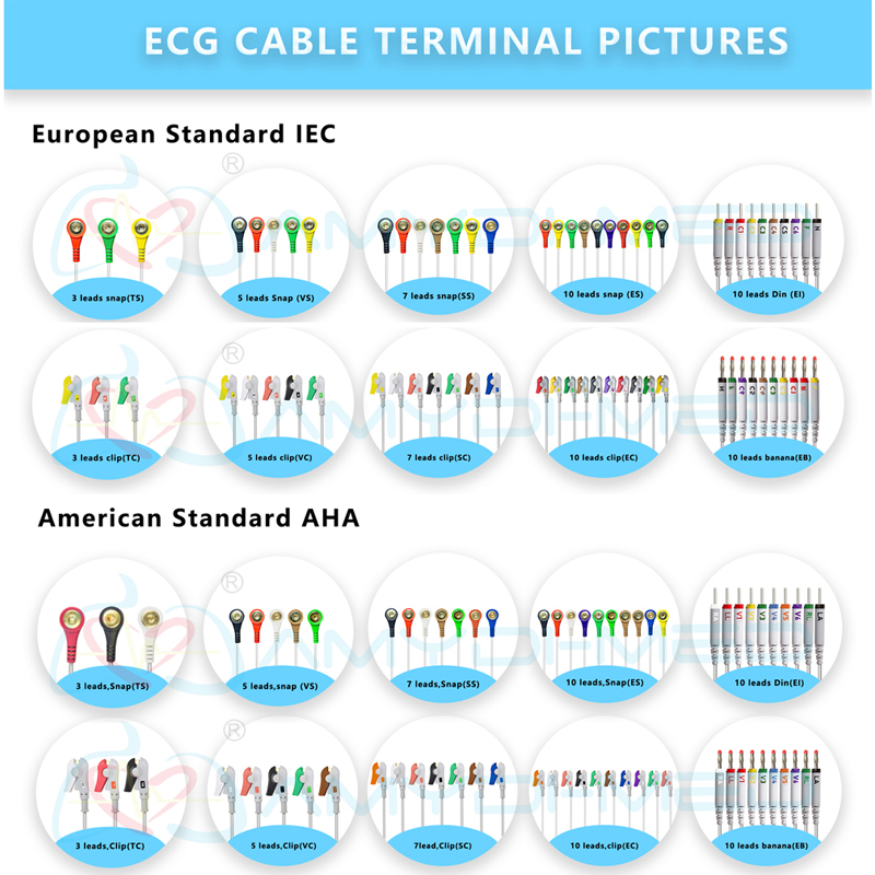 11Pin GE V100 Solar 8000 Dash1000 ECG Cable Electrode Snaps Plug TPU Cable 2.4M Cable 0.9m Leads