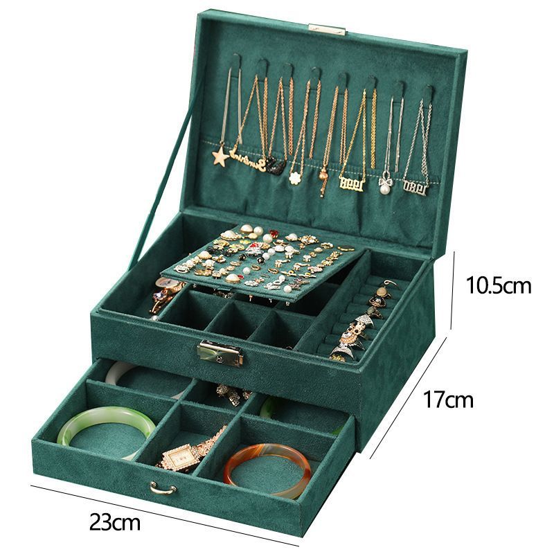 China Wholesale Luxury 23*17*8.5cm New Flannel Jewelry Box Necklace Watch Jewelry Storage Box Multi-Layer Large-Capacity Jewelry Box